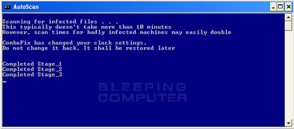 Stages of the ComboFix AutoScan