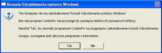 Brak Konsoli Odzyskiwania systemu Windows