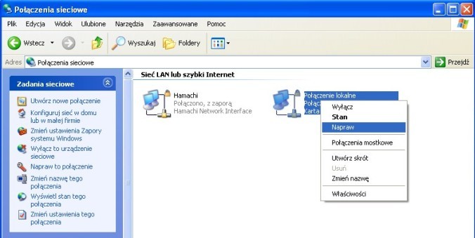 Napraw połączenie z internetem