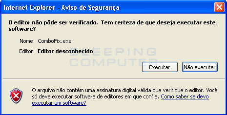 Aviso de Segurança para abertura de arquivo do Windows