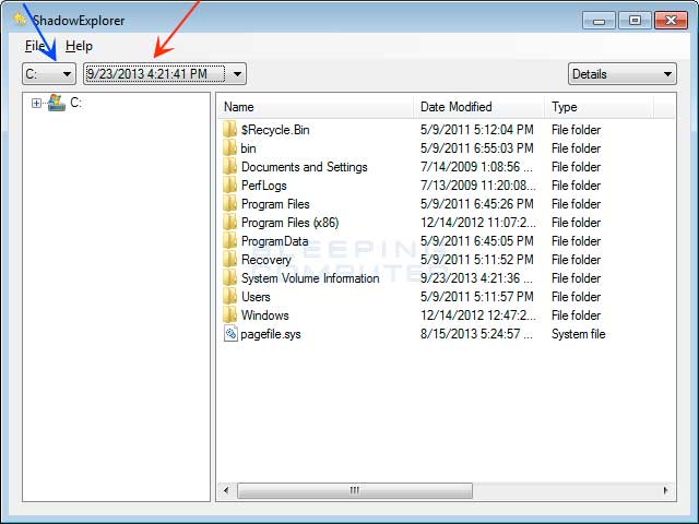 Khôi phục những file với Shadow Explorer