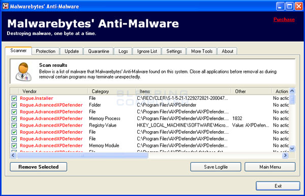 MalwareBytes Scan Results