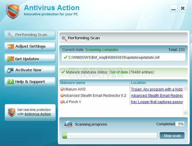 Clean & Remove Antivirus Action Malware