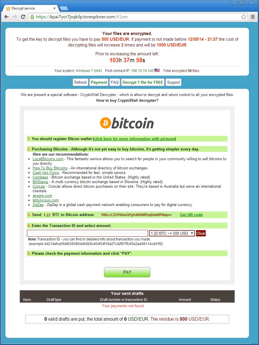 CryptoWall ransom screen