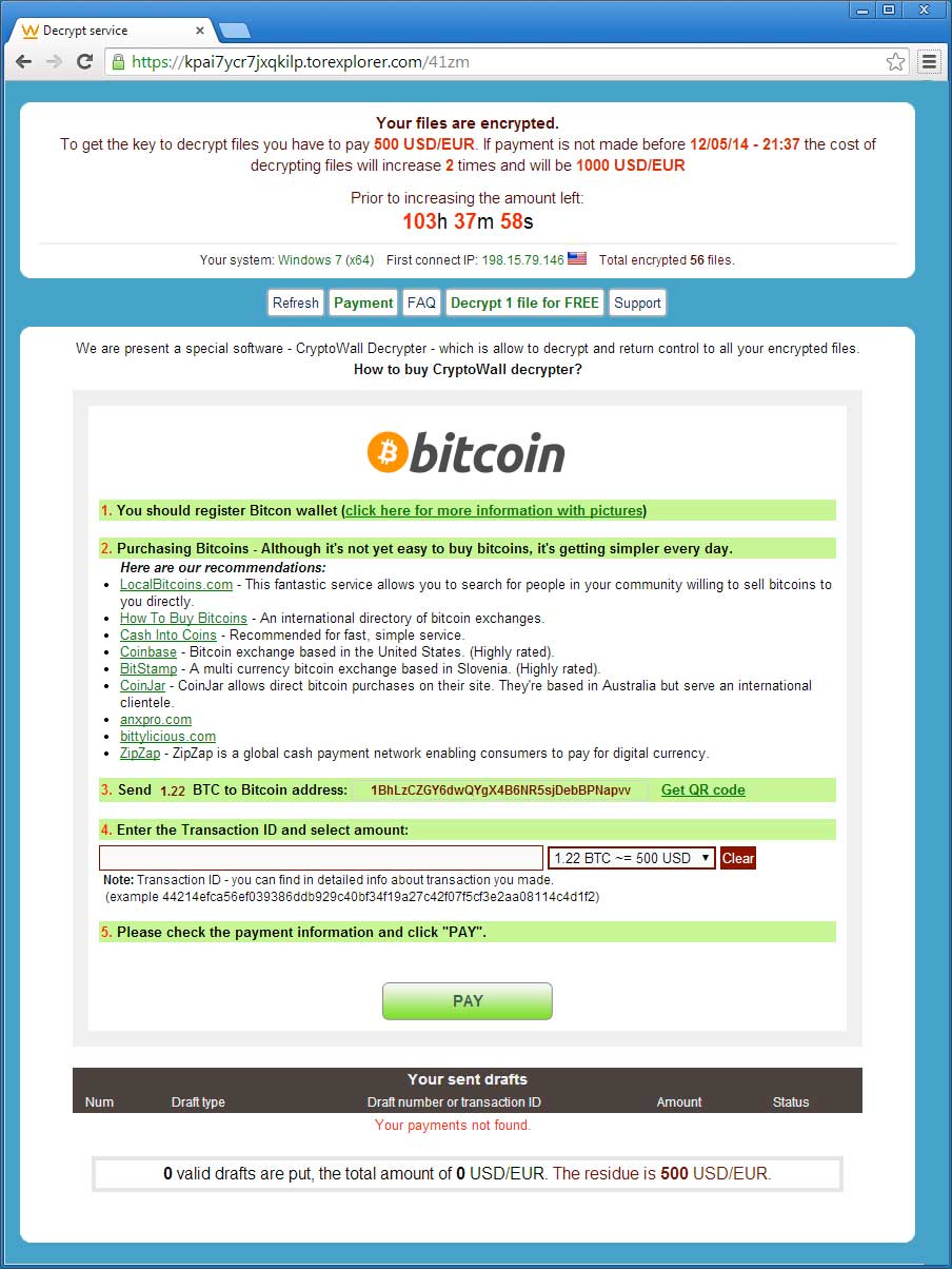 CryptoWall ransom screen CryptoWall ransom screen