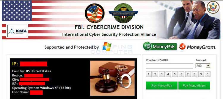 FBI Cybercrime Division Ransomware screen shot