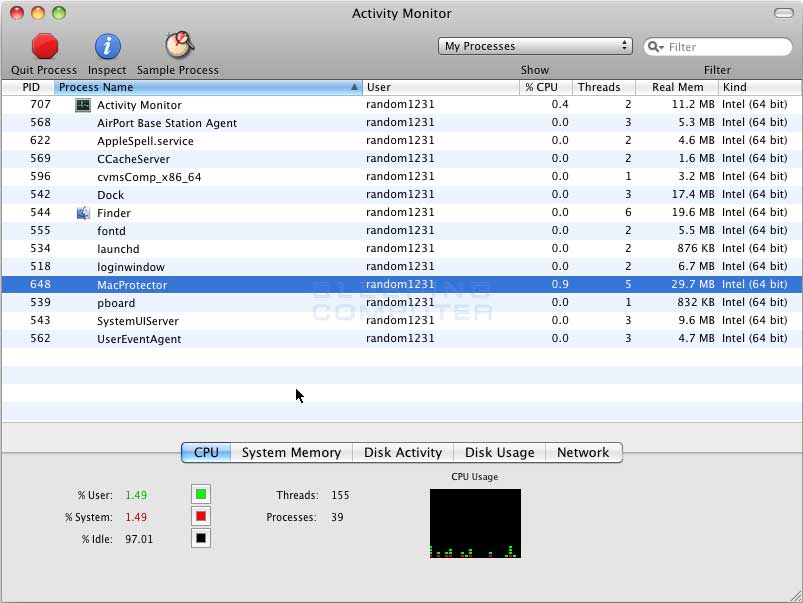 Mac Protector process in Activity Monitor