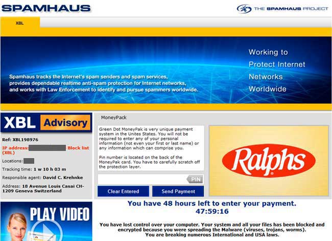 Spamhaus Ransomware Screen Shot