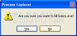 Confirm the closing of the lsascs.exe process