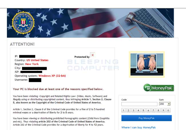 Screenshot for the USA version of the Urausy Ransomware