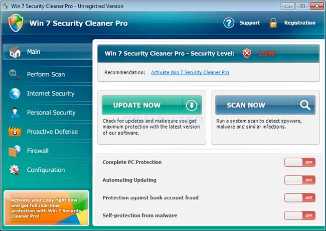 Win 7 Security Cleaner Pro Screen shot