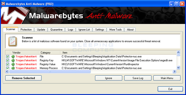 MalwareBytes Scan Results