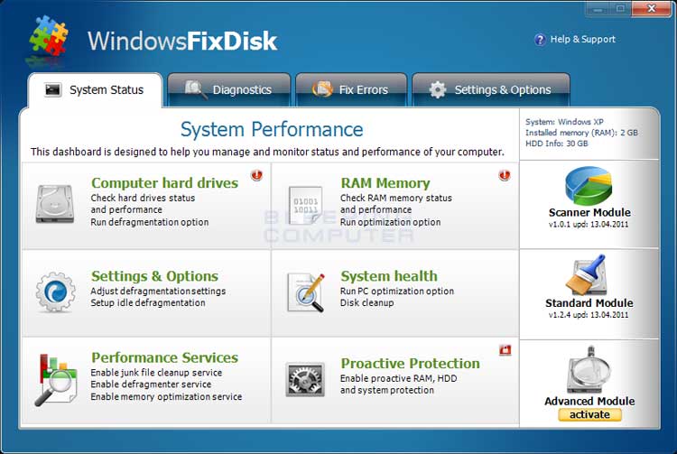 WindowsFixDisk screen shot
