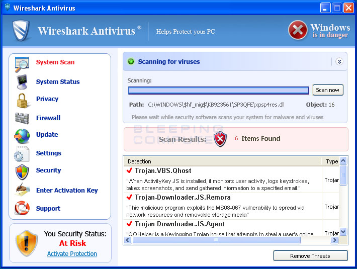 Wireshark Antivirus screenshot