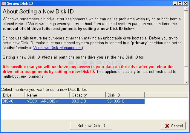 Set new Disk ID