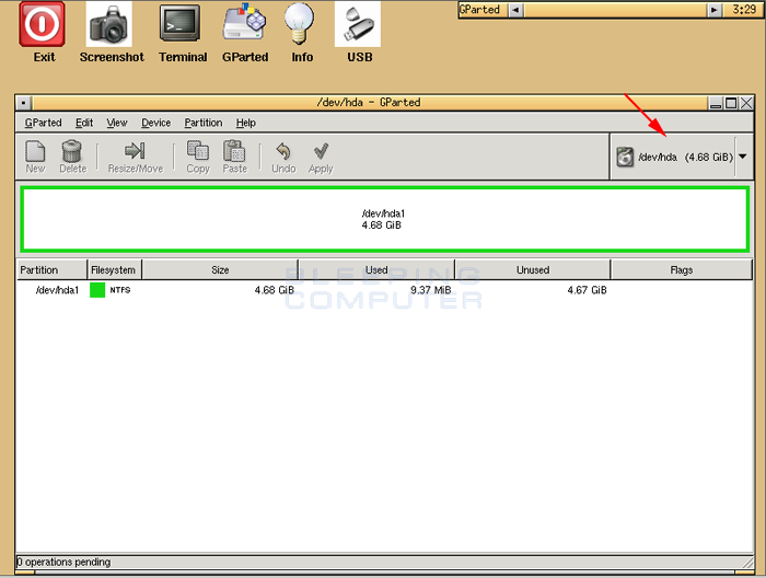 Figure 7: GParted is ready 