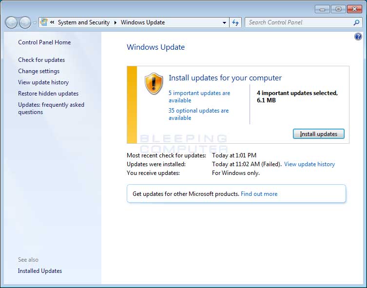 Update taskbar icon and you will be brought to the main Windows Update Update taskbar icon and you will be brought to the main Windows Update