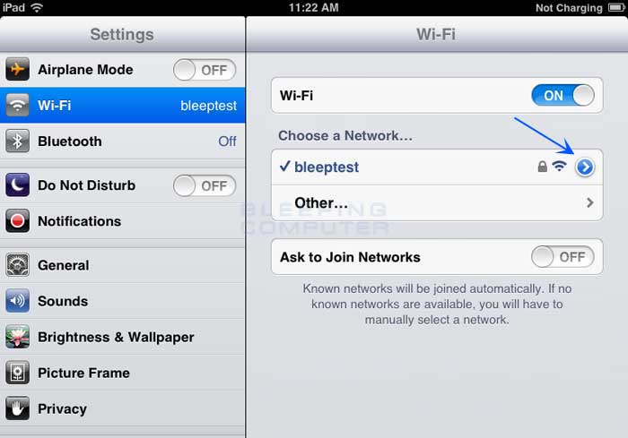 Access wi-fi settings