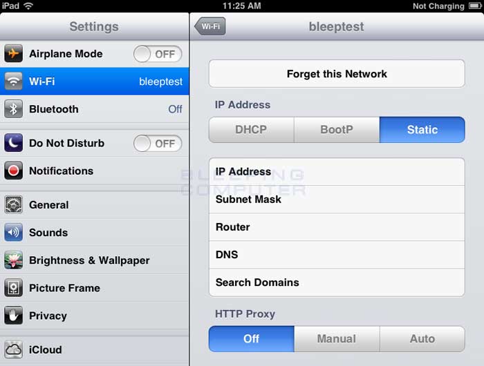 Static settings for a wireless network