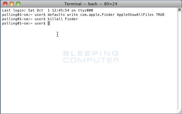 Terminal after killall command