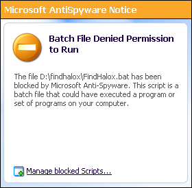 Blocked program alert