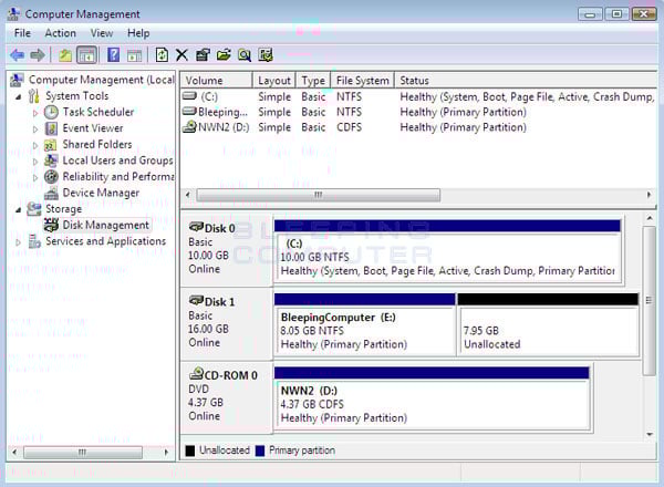 Windows Vista before expanding