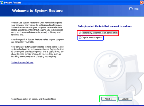 ms window Windows XP System Restore Point | 500 x 371