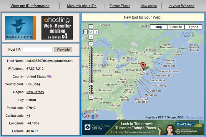 Geographic Location of the IP Address