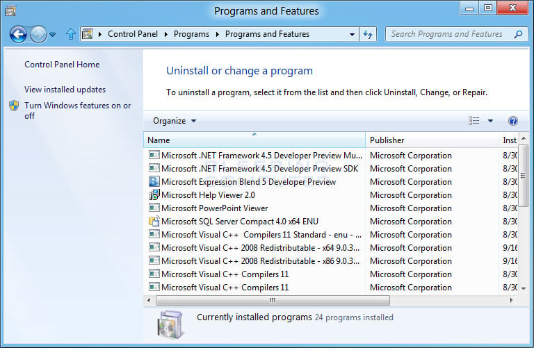 Windows Vista Control Panel Programs And Features