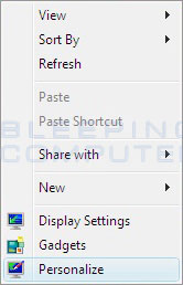 Figure 1. Personalize Menu