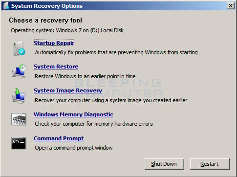 Figure 7. Choose a recovery tool