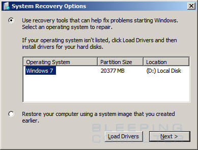 Figure 4. System Recovery Options