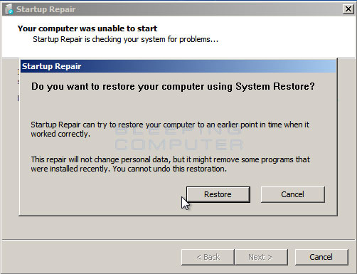 Figure 5. System Restore Prompt