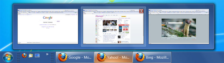 Example of the Windows 7 Taskbar Thumbnail Preview