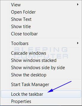 Windows 7 Taskbar menu
