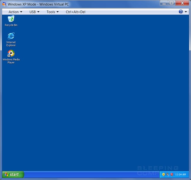 Windows XP Mode Desktop