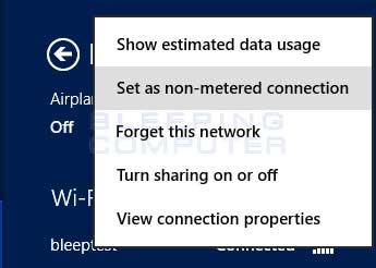 Set as non-metered connection