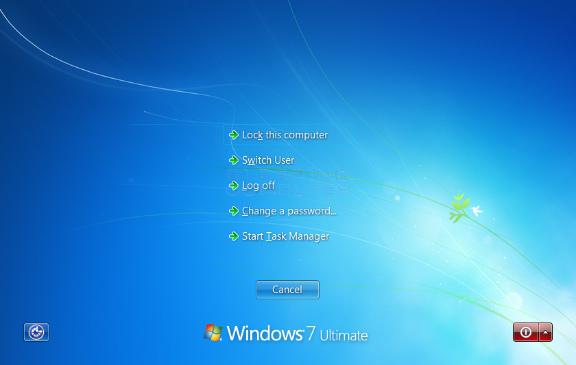 Windows 7 Security Screen