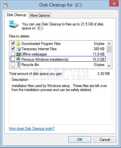 Disk Cleanup with System Files