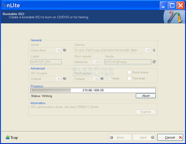 Burning your Windows CD with nLite