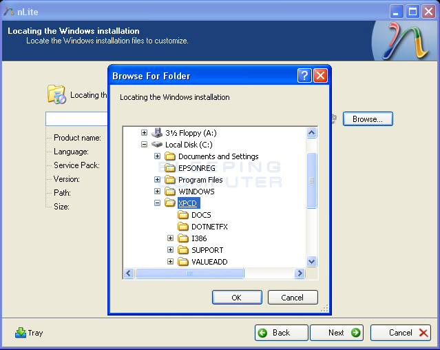 nLite locate windows install