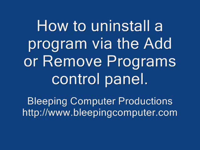 Video on how to uninstall a program in Windows XP