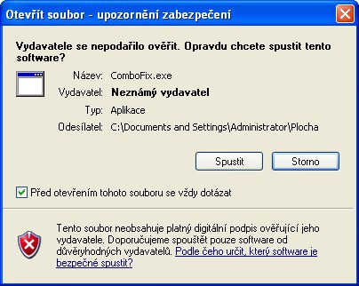 UpozornÄnà zabezpeÄenà pÅi otevÃránà souboru