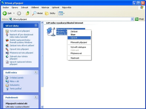 Oprava internetového pÅipojenÃ