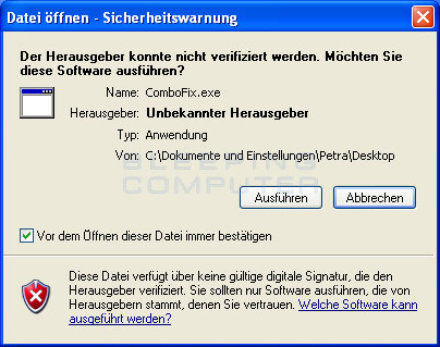 Windows Datei öffnen Sicherheitswarnung