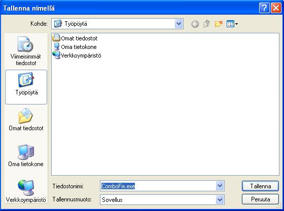 ComboFixin lataus tyÃ¶pÃ¶ydÃ¤lle