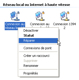 Réparer la connexion Internet
