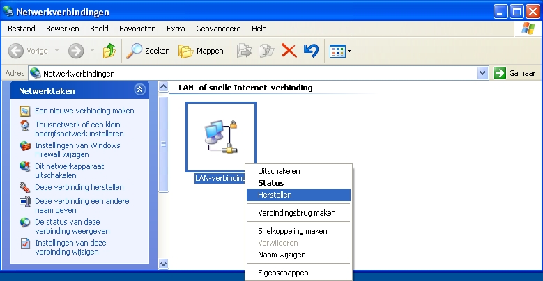 Herstel Internet Verbinding