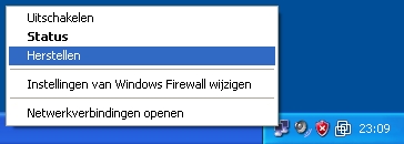 Herstel Internet verbinding via Werkbalkicoon