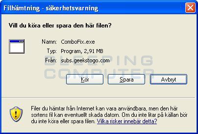 Meddelanderutan 'FilhÃ¤mtning - sÃ¤kerhetsvarning'